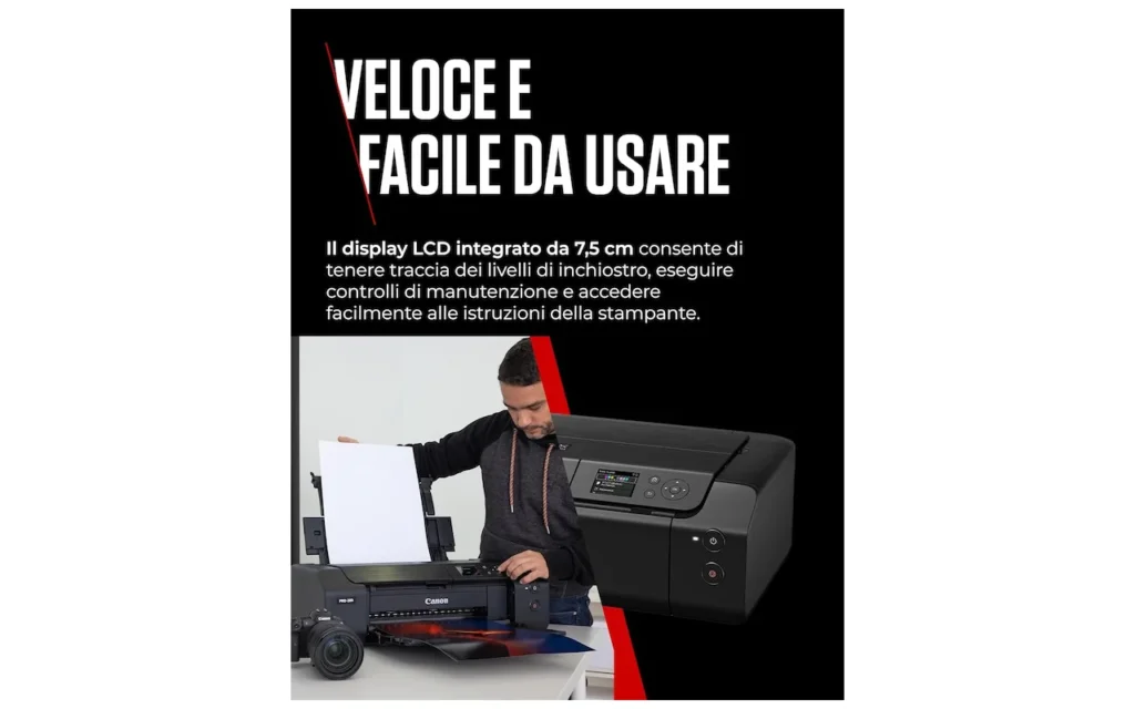 ChatGPT said: utente utilizza la stampante Canon PIXMA PRO-200 con display LCD integrato