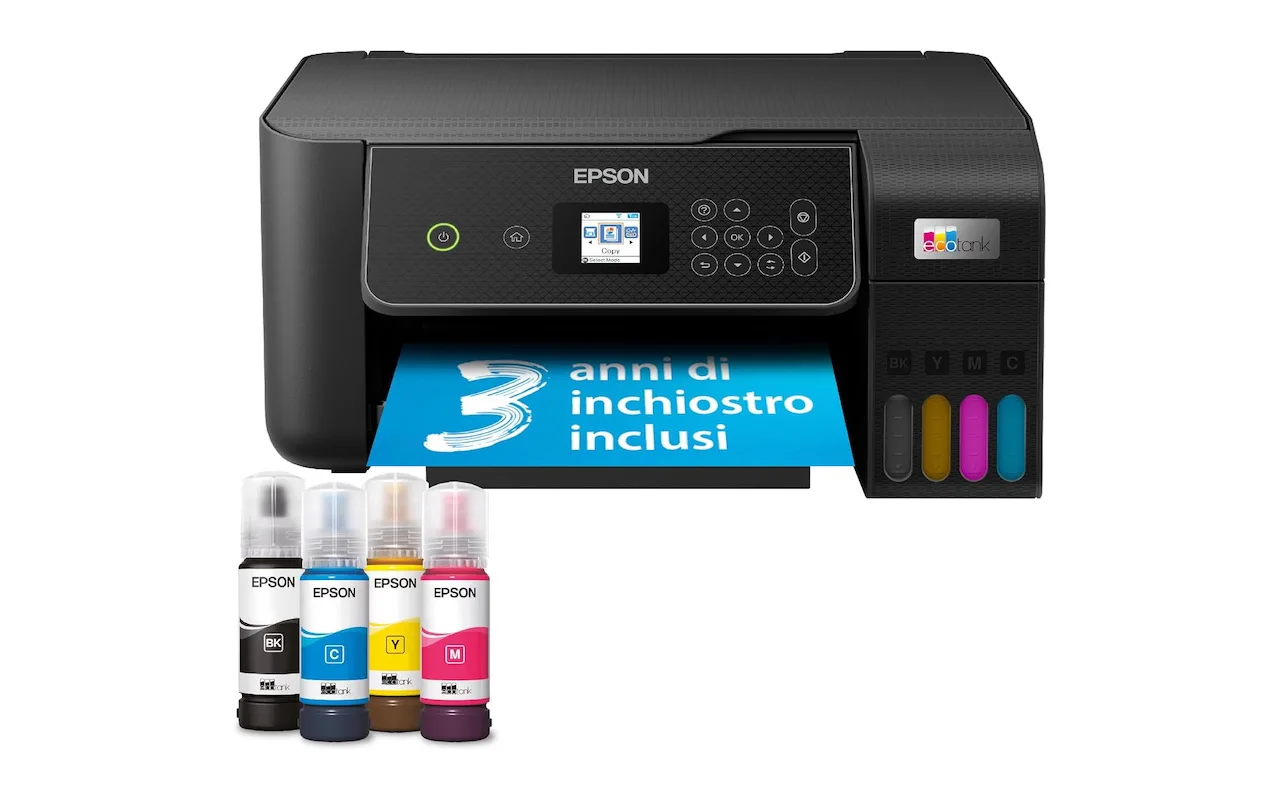 stampante Epson EcoTank ET-2870 con flaconi di inchiostro inclusi